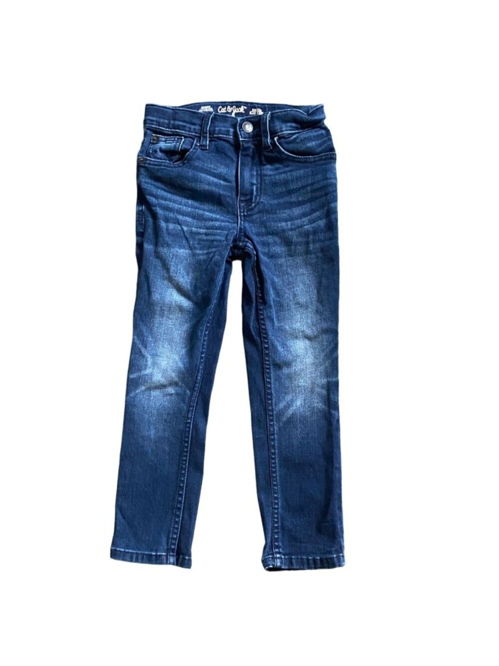 Cat & Jack Girls Blue Denim Jeans Adjustable Waist Size 6-GUC